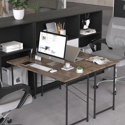 Modern Simple Style Desk For Home Office, Study Student Writing Desk, Vintage Wooden Desk, Brown, 47 Inch-LITE