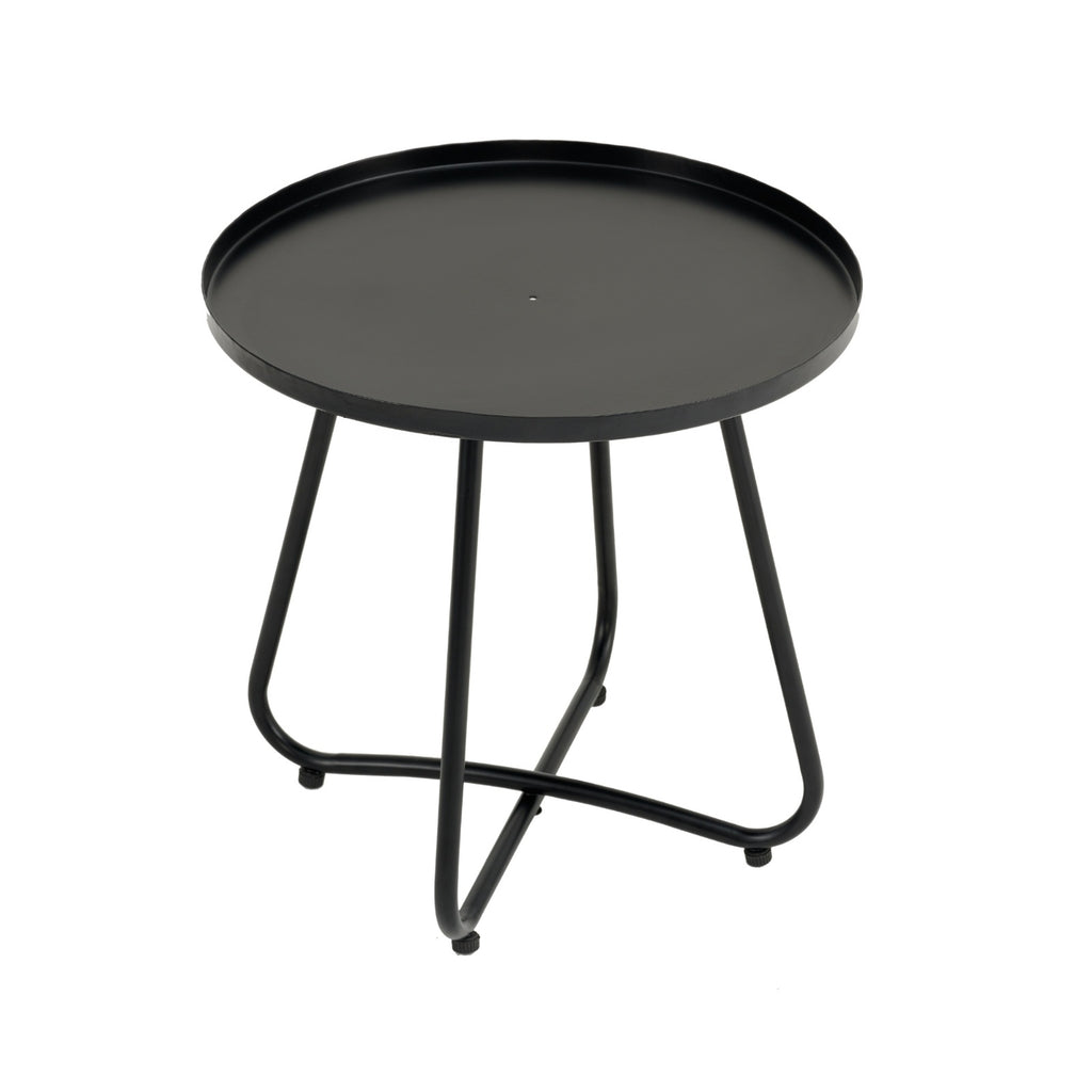 Patio Furniture Set 3 Piece Mixture Pattern PE Rattan Steel Frame And Modern Round Table, Brown