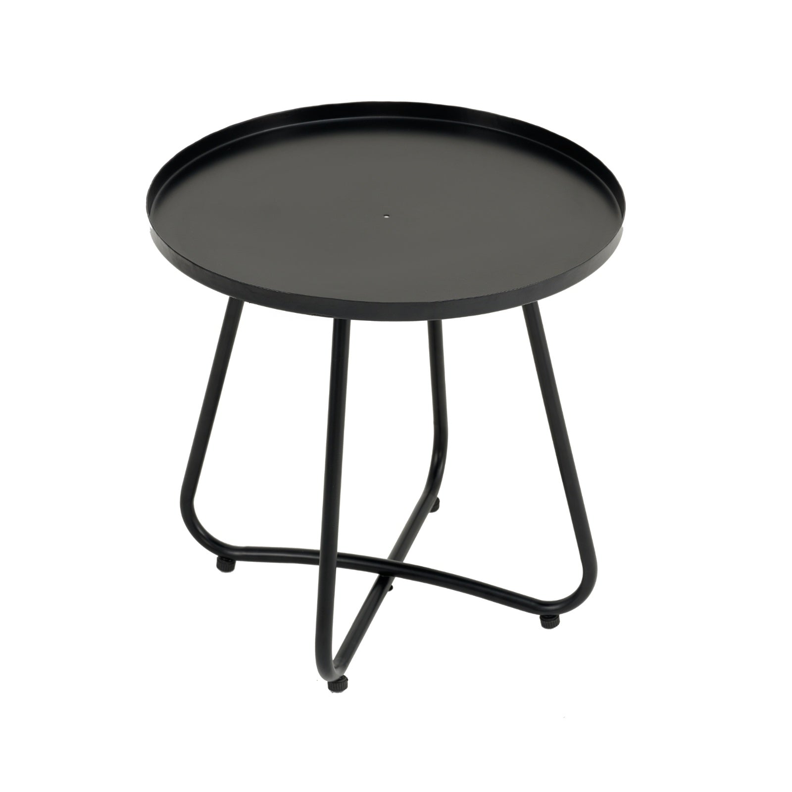 Patio Furniture Set 3 Piece Mixture Pattern PE Rattan Steel Frame And Modern Round Table, Brown