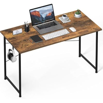 Modern Simple Style Desk For Home Office, Study Student Writing Desk, Vintage Wooden Desk, Brown, 47 Inch-LITE
