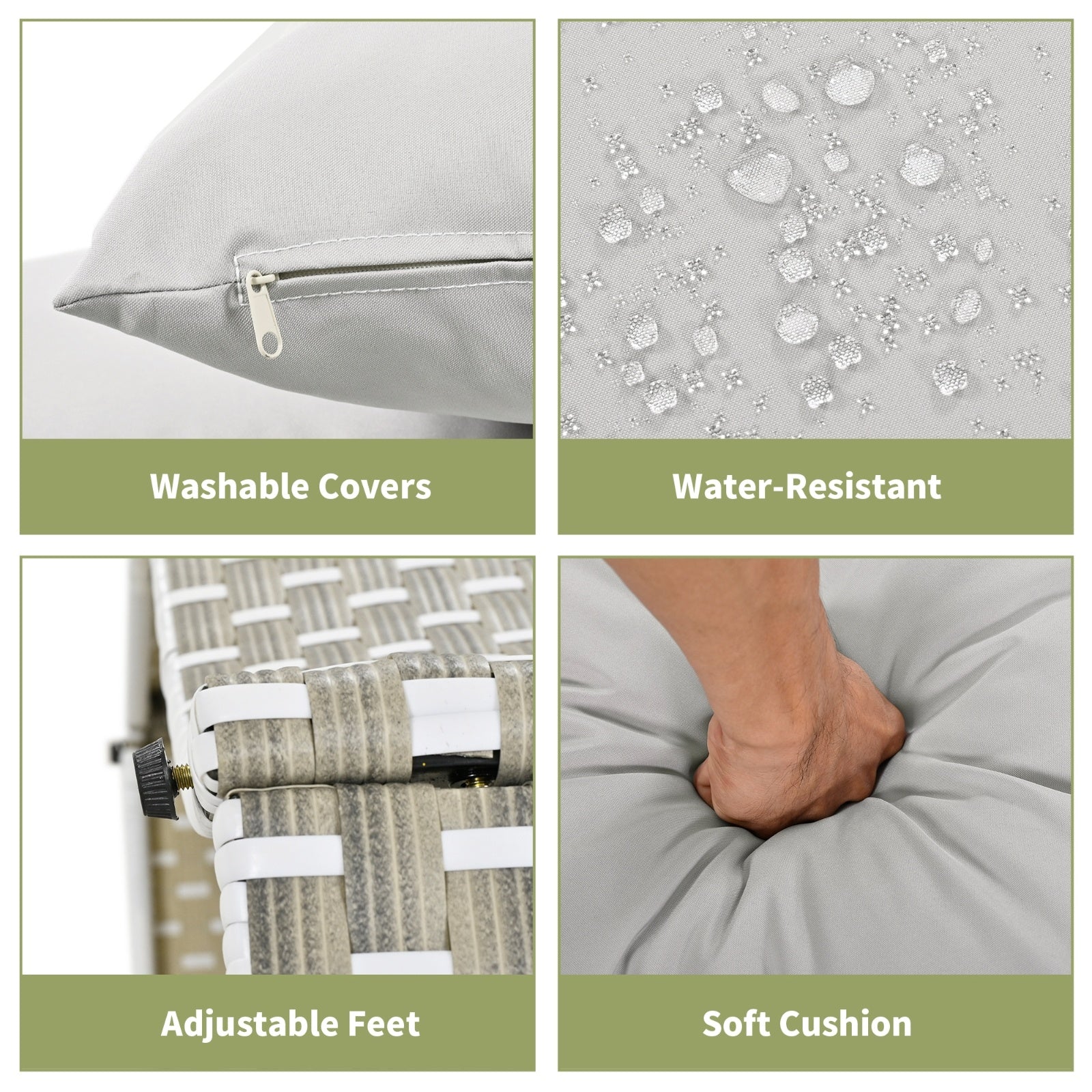 TOPMAX Patio Furniture Round Outdoor Sectional Sofa Set Rattan Daybed Two-Tone Weave Sunbed