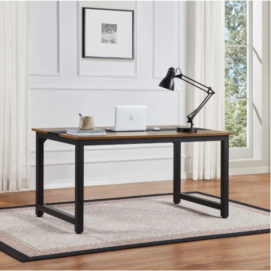 Computer Desk Large Office Desk, 59.8 Inch   70.9 Inch Gaming Desk Writing Desk Work Desk For Home Office, Study, Modern Simple Wooden Desk, Large Legroom, Metal Frame, Rustic Black