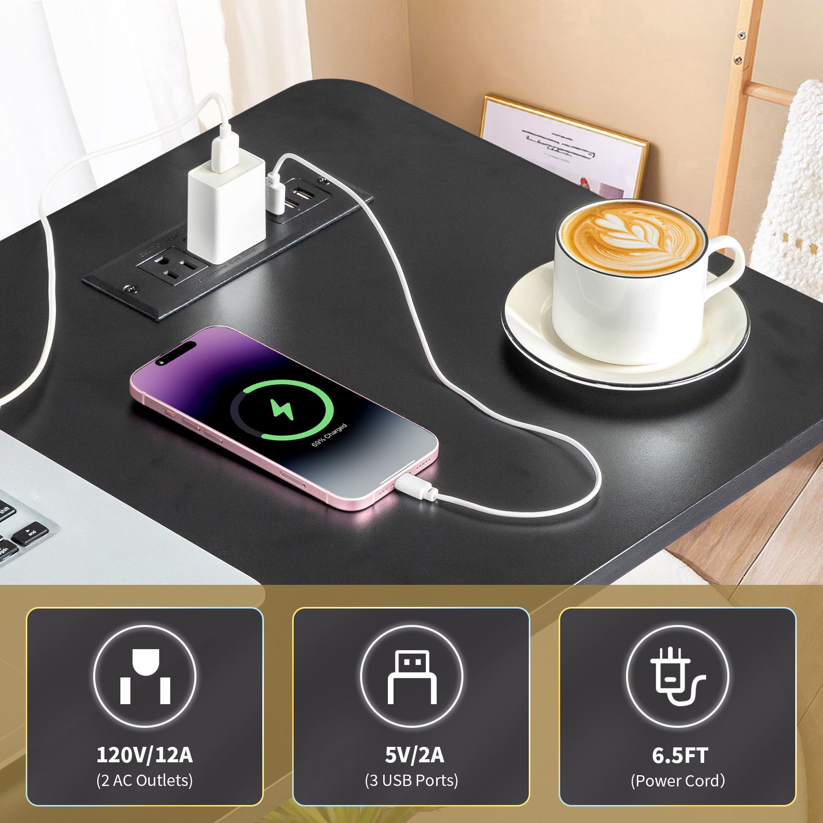 80x40x104cm, Liftable, Computer Desk