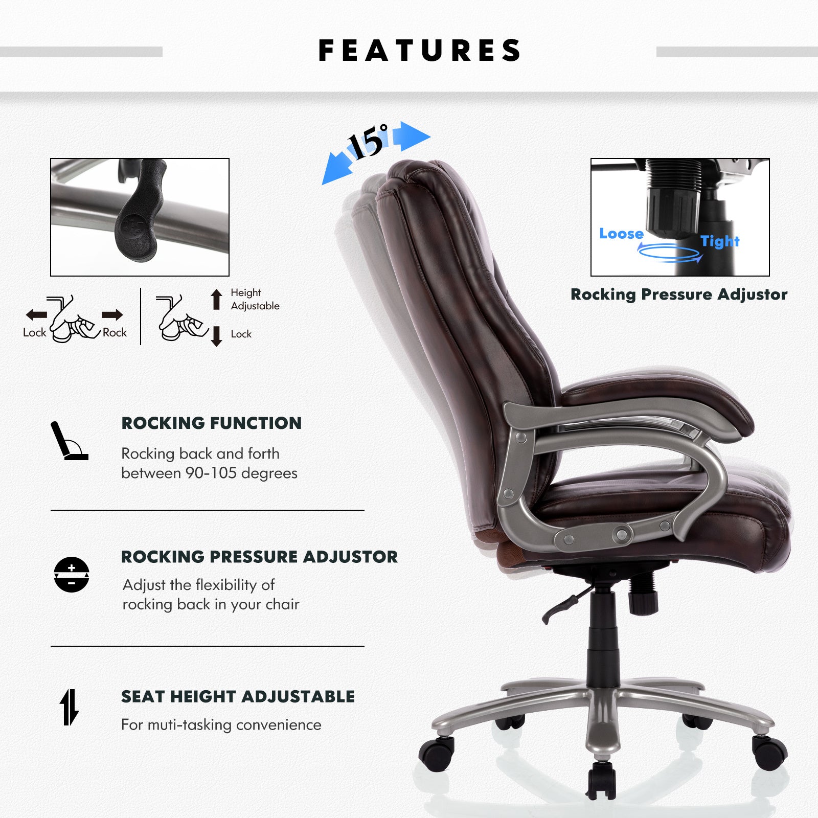 High Backrest Leather Computer Office Chair