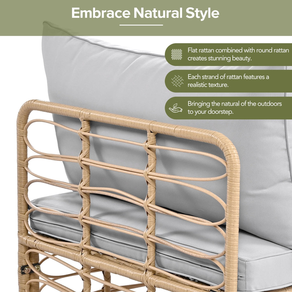 GO 7 Pieces Outdoor Patio Furniture, All-Weather Rattan Sectional Sofa Set With Thick Cushions Grey