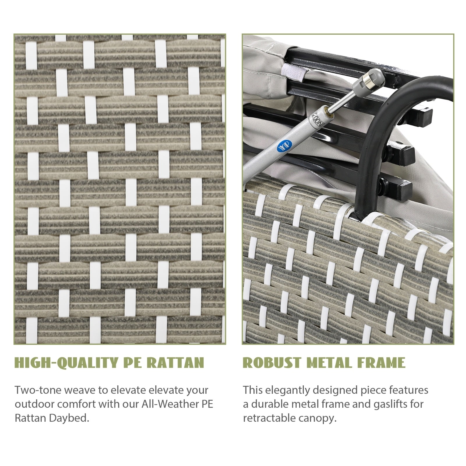 TOPMAX Patio Furniture Round Outdoor Sectional Sofa Set Rattan Daybed Two-Tone Weave Sunbed