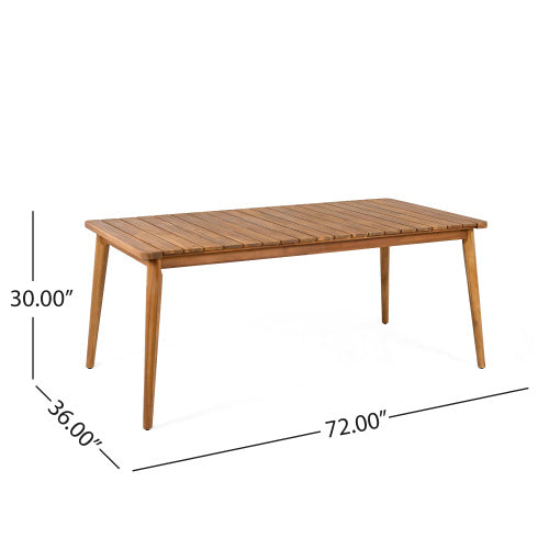 Acacia Wood Dining Table 8-Person Outdoor Table, Farmhouse Furniture For Patio, Garden, Backyard, Teak 180 LBS Weight Capacity 72L